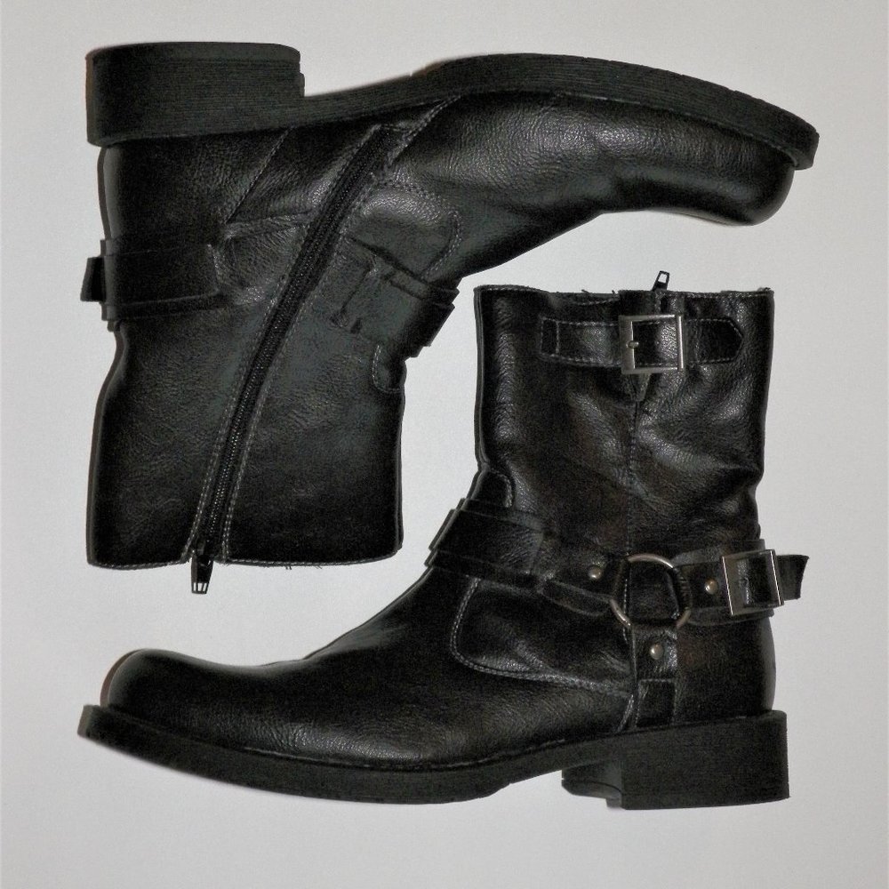 Natha Black Moto Motorcycle Biker Boots Men's Size 9 fits women’s 11